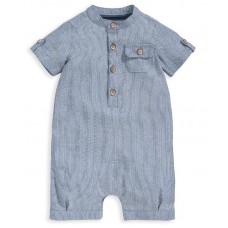 Mamas & Papas Гащеризон с къс ръкав Pinstripe blue